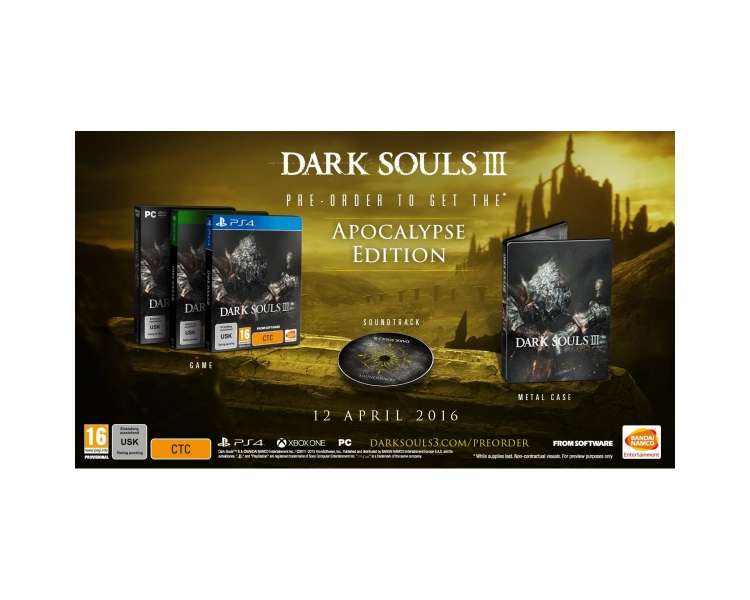 Dark Souls III (3), Apocalypse Edition, Juego para Consola Microsoft XBOX One [ PAL ESPAÑA ]