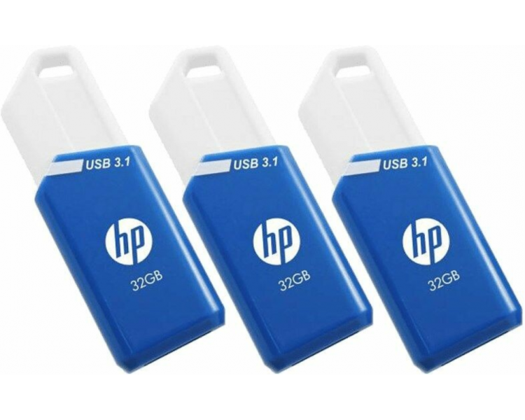 USB 3.1 HP 32GB X755W PACK DE 3 AZUL