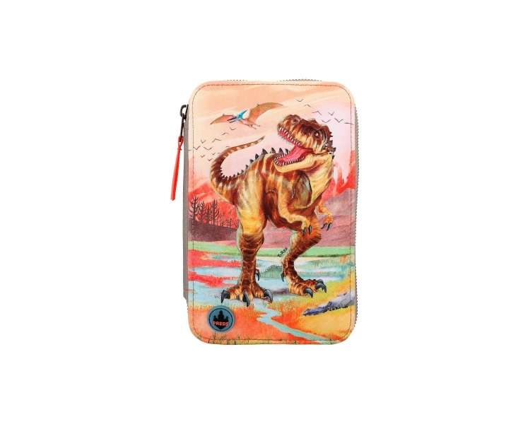 Dino World Triple Pencil Case LED Khaki Brown (412381)