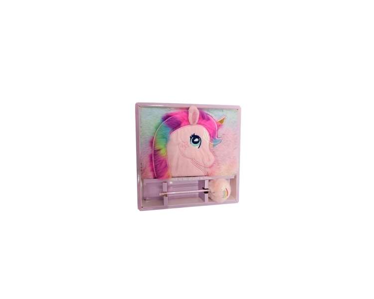 Plush Diary - Unicorn w. Pompom pen (16136)