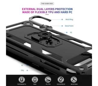 Funda Aluminio Antigolpe Samsung Galaxy A82 con Imán y Soporte de Anilla 360º