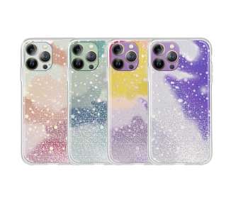 Funda Gel Transparente Purpurina Protección Cámara 3D iPhone 13 Pro Max 4 -Colores