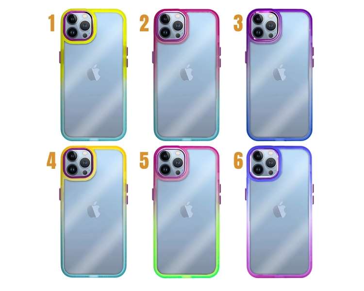 Funda Premium Antigolpe de Silicona Colorines para iPhone 14 Pro Borde Camara Aluminio 6 Color