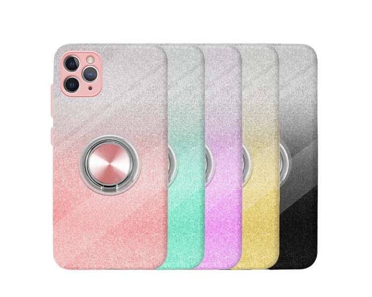 Funda Silicona Brillante iPhone 11 Pro Max con Imán y Soporte de Anilla 360 5 Colores