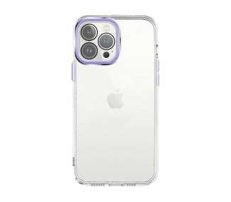 Funda Premium Antigolpe Transparente V2 para iPhone 12 Pro Max 6.7"Borde Camara Aluminio 6 Color