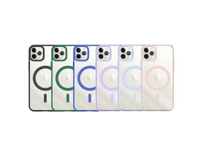 Funda Transparente Borde Color Magsafe para iPhone 11 Pro 6-Colores