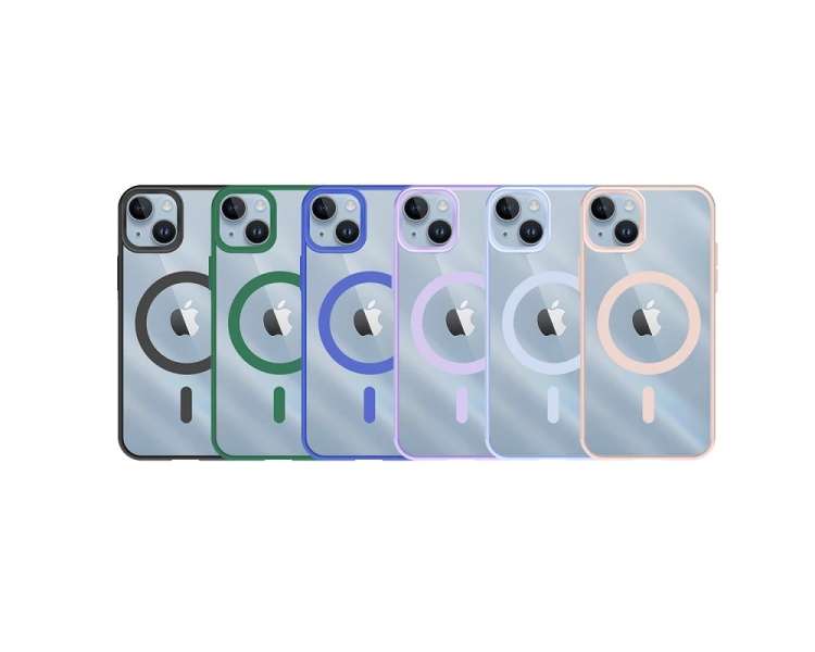 Funda Transparente Borde Color Magsafe para iPhone 14 6-Colores