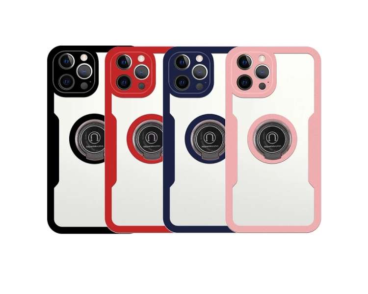 Funda Doble Con Imán y Anilla iPhone 7/8/SE Silicona Delantera y Trasera - 4 Colores