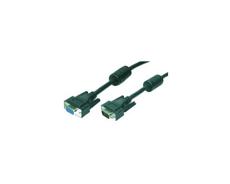 CABLE VGA M-H 5M HD DB15 EXTENSOR LOGILINK NEGRO CON FERRIT