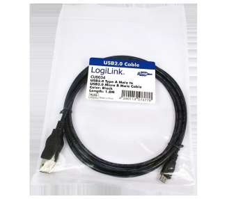 CABLE USB(A) 2.0 A MICRO USB(B) 2.0 LOGILINK 1.8M MACHO A M