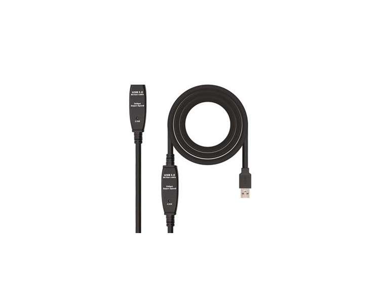 CABLE USB 3.0 PROLONGADOR CON AMPLIFICADOR A/M-A/H 10M NEGRO NANOCABLE