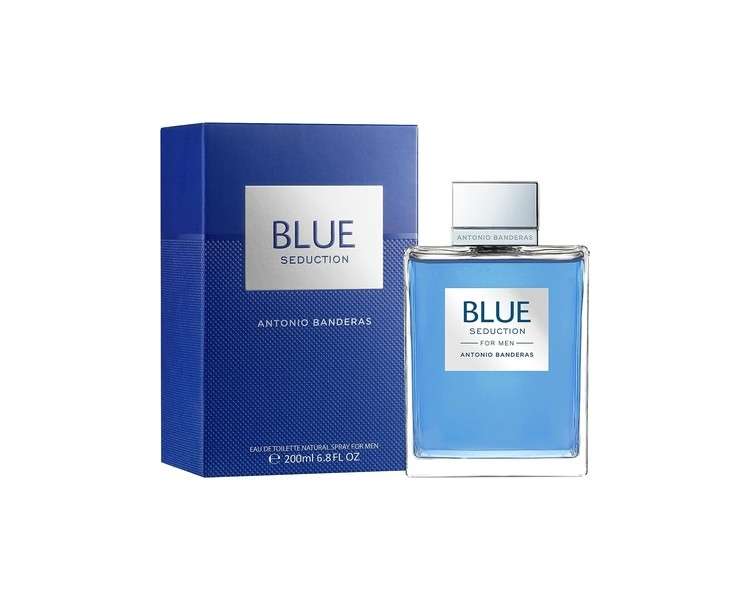 Antonio Banderas Blue Seduction Eau de Toilette for Men Long Lasting Fresh and Casual Fragrance Woody and Aquatic Notes Ideal for Day Wear 200ml