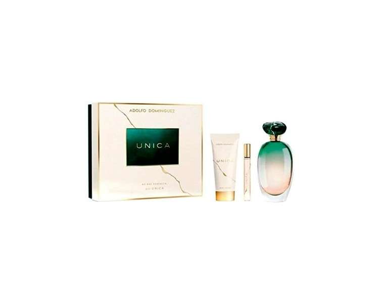 Adolfo Dominguez Unica Eau De Toilete 100ml Vaporizer with 75ml Body Lotion and 10ml Vaporizer