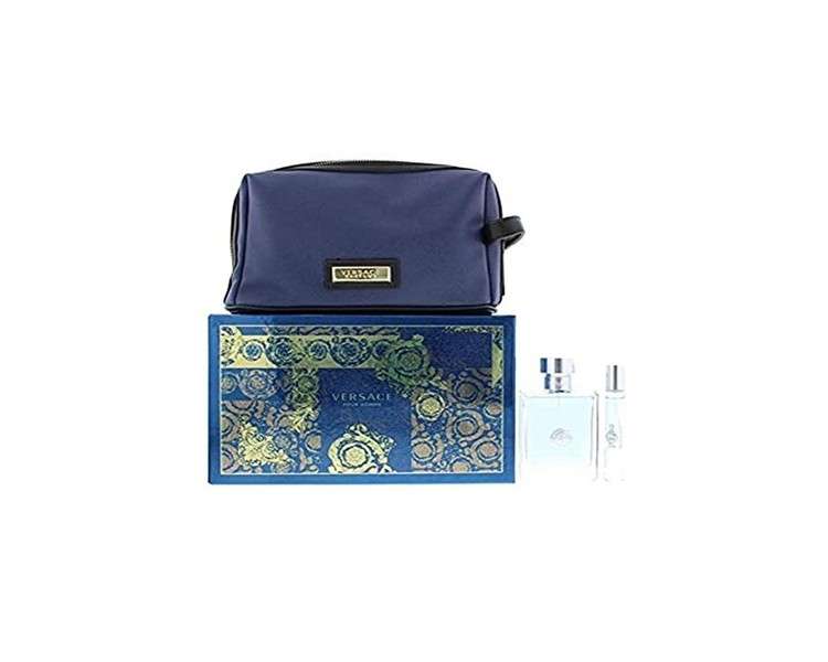 Versace Pour Homme Gift Set Eau De Toilette Spray 100ml and Mini Eau De Toilette Spray 10ml and Toiletry Bag