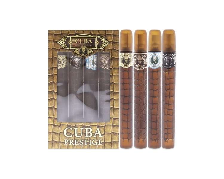 Cuba Cuba Prestige For Men 4 Piece Gift Set 1.17oz Classic EDT Spray, 1.17oz Black EDT Spray, 1.17oz Platinum EDT Spray, 1.17oz Legacy EDT Spray