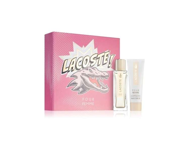 Lacoste pour Femme Gift Set + Eau de Parfum Spray 50ml + Body Lotion 50ml