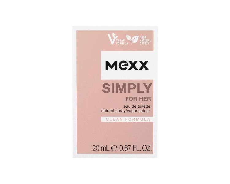 Mexx Simply for Her Eau De Toilette Fresh Floral Elegant Women Natural Vegan Formula 20ml