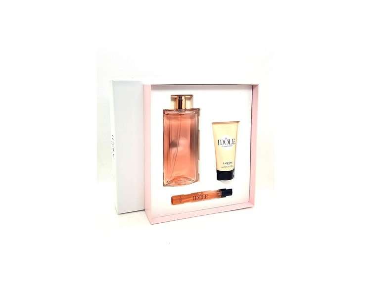 Lancome Idole Aura Gift Set  Eau de Parfum Nectar 50ml -Power Cream - Body Cream 50ml -  Eau de Parfum Miniature Nectar 5ml