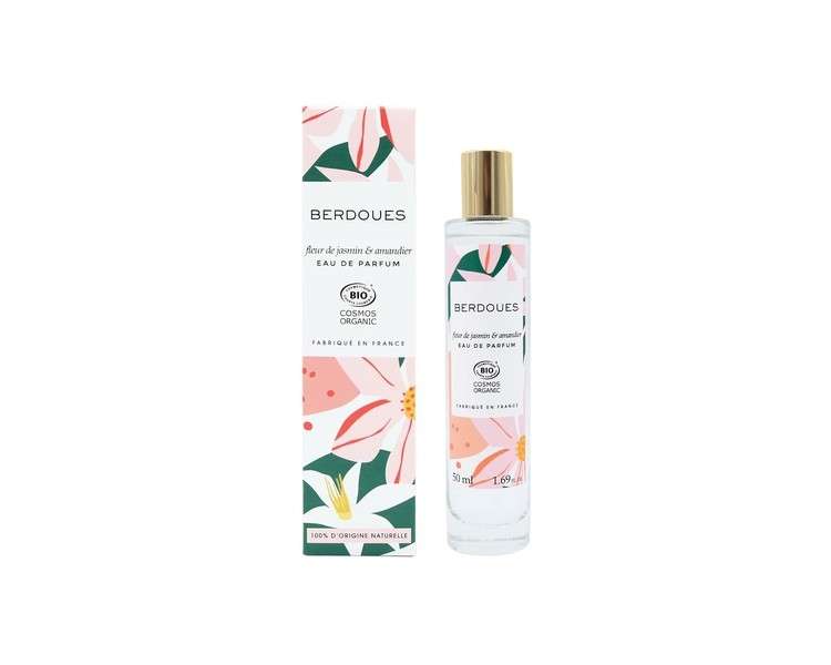 BERDOUES Fleur de Jasmin & Amandier Organic Eau de Toilette 1.7 fl.oz. - Delicately Floral Scent with Sweet Almond, Jasmine & Musk