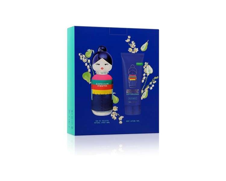 Benetton Sisterland Blue Neroli Gift Set for Women EDT 80ml + Body Lotion 75ml - Long Lasting - Young, Modern and Fresh Fragrance - Amber, Fruity, and Lavender Notes - Ideal for Day Wear