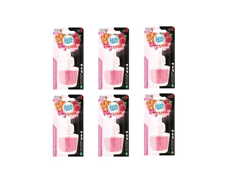 Fresh & More Refill Bottles Raspberry Flower & Candy for E-Fragrance Plug 19ml - Pack of 6