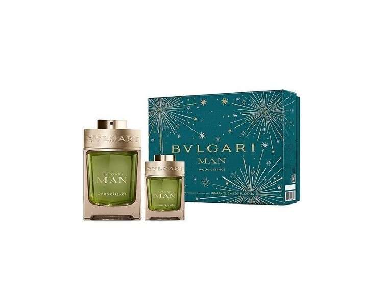 Bvlgari Man Wood Essence 100ml Eau De Parfum Spray + 15ml Eau De Parfum Spray Gift Set