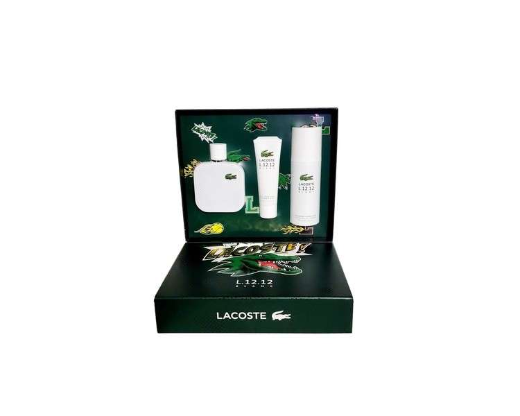 Eau de Lacoste Blanc 3 Piece Gift Set 3.4oz EDT Spray for Men