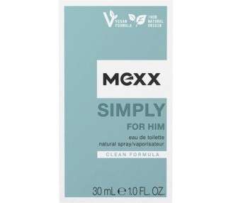 Mexx Simply for Him Eau de Toilette Refreshing Elegant Mens Natural Vegan Formula 30ml