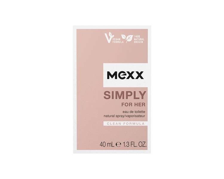 Mexx Simply for Her Eau de Toilette Fresh Floral Elegant Ladies Natural Vegan Formula Glass Bottle 40ml