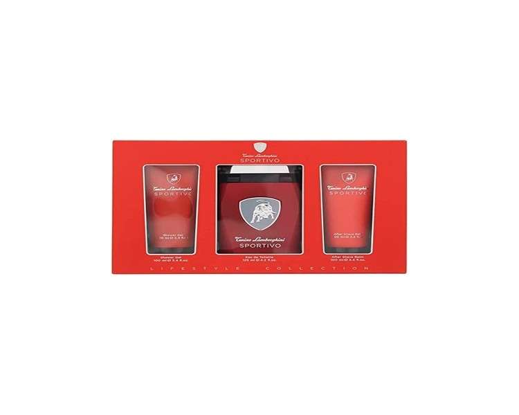 Lamborghini Sportivo 3 Piece Gift Set: Eau De Toilette 125ml, Shower Gel 100ml, Aftershave Balm 100ml