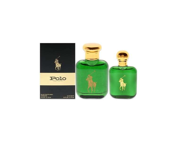 Ralph Lauren Polo Green Men 4oz EDT Spray and 0.5oz EDT Spray - 2 Piece Gift Set