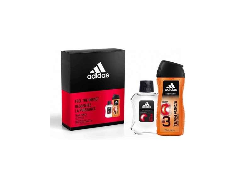 Adidas Team Force 2 Piece Set Eau De Toilette 100ml and Shower Gel 250ml