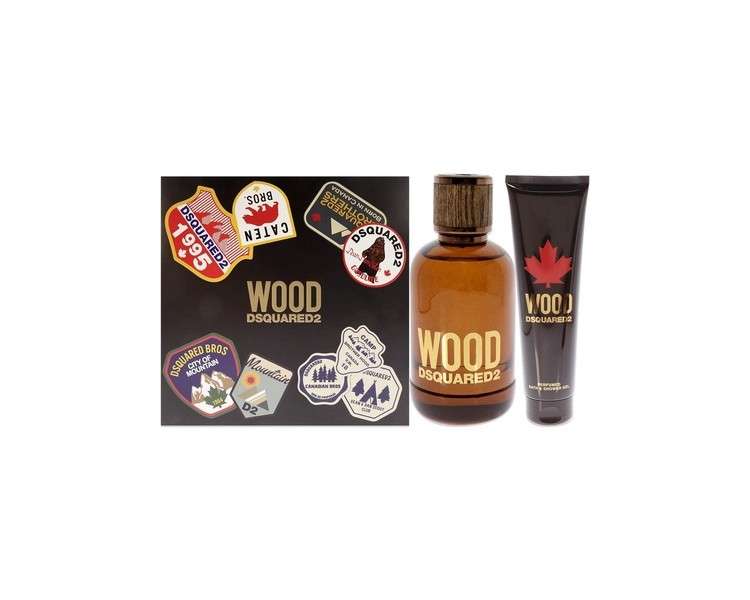 Wood by Dsquared2 for Men 2 Pc Gift Set 3.4oz EDT Spray 5.0oz Bath and Shower Gel