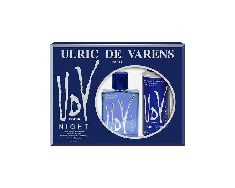 Men's 2-Piece Gift Set Ulric de Varens Night: Eau de Toilette Spray 100ml + Perfumed Deodorant Spray 200ml