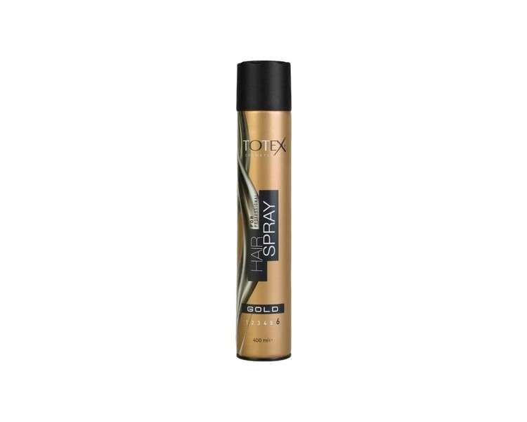 Totex Hair Styling Gold Hair Spray Long Lasting Perfect Shine Aerosol Spray 400ml