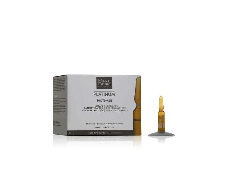 Martiderm Platinum Photo-Age Moisturizes Brightens and Firms Anti-Pollution Effect 30 Ampoules 2ml Each