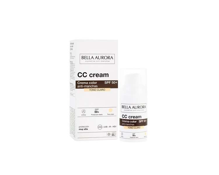 Bella Aurora Sunscreen LSF 50+ with Pigment Spot Coverage for Light Skin Tone 30ml