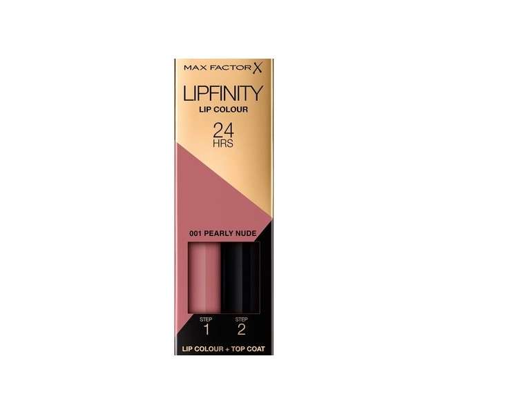 Max Factor Lipfinity Lip Colour Pearly Nude 01 Long-Lasting Lipstick with Intense Color and Nourishing Gloss Top Coat 4.2g