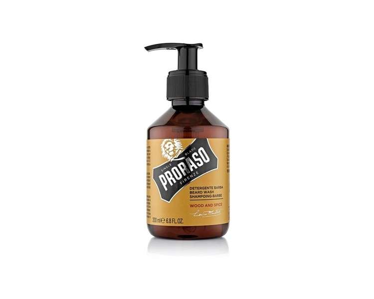 Proraso Beard Wash Wood & Spice 200ml Scented Beard Shampoo Softens Conditions and Gently Removes Impurities Made in Italy