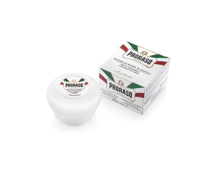 Proraso Shaving Soap in a Bowl 150ml Sensitive Skin Shaving Soap with Green Tea and Oat Made in Italy White