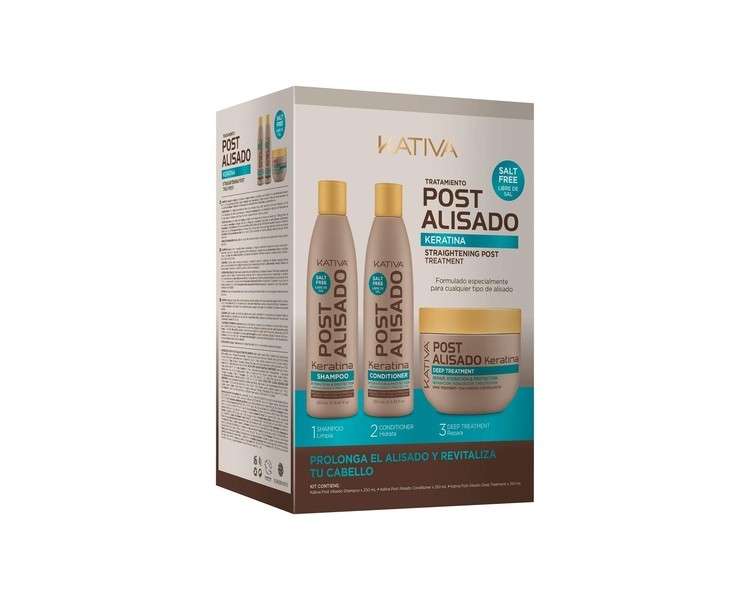 Kativa Tech Kativa Post Relaxer Kit Shampoo + Conditioner + 250ml Deep Treatment - Pack of 3