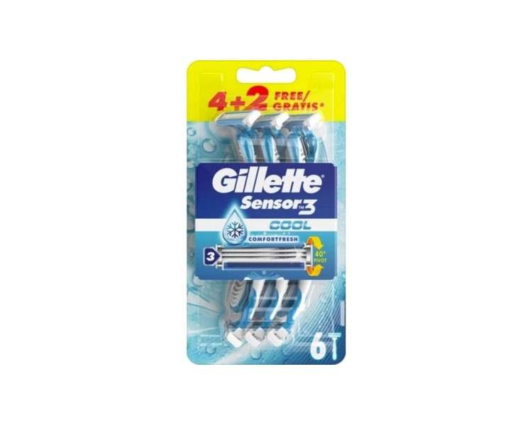 Gillette Sensor3 Cool Disposable Razors for Men 6 Pack