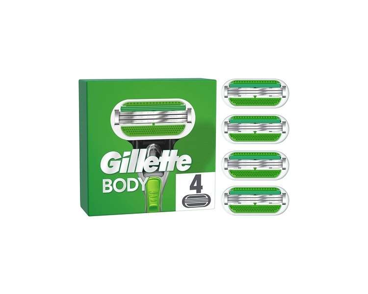 Gillette Body Razor Blades for Men 4 Replacement Blades 3 Blades Stronger Than Steel