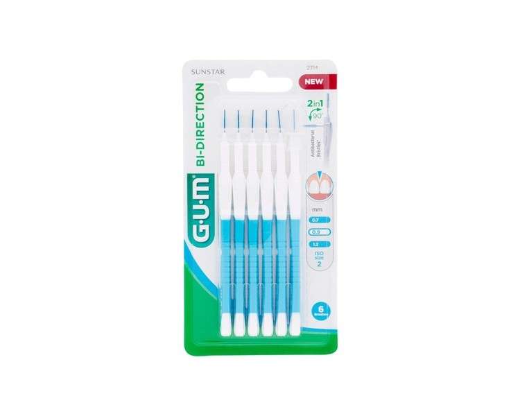 GUM Bi-Direction Interdental Brushes 6 Pieces 0.9mm Blue