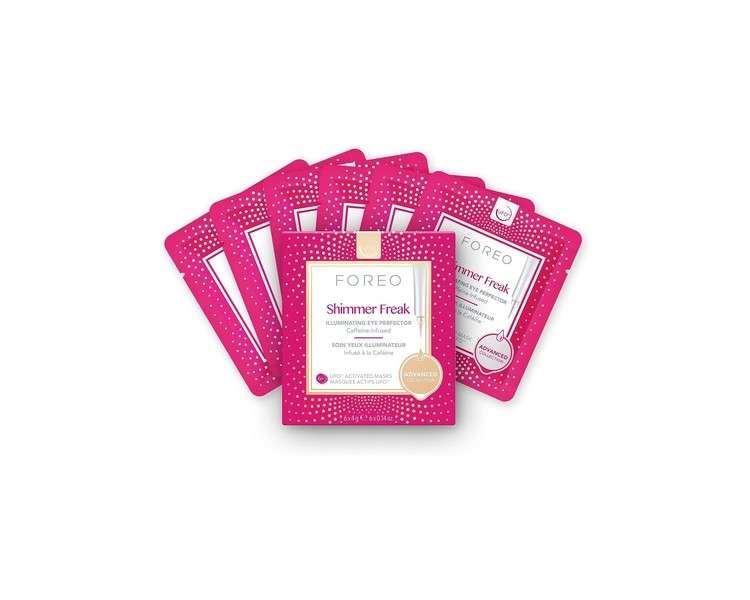 FOREO Shimmer Freak UFO Activated Facial Mask for Dark Circles & Puffiness 6 Pack Eye Illuminating Niacinamide Caffeine Rose Water Clean Formula Cruelty-Free Compatible with UFO & UFO 2