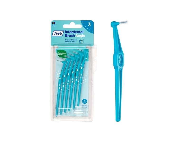 TePe Angle Blue Interdental Brushes 0.6mm Size 3 6 Brushes Blue