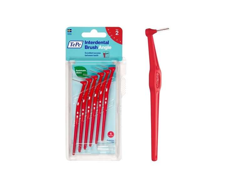 TePe Angle Red Interdental Brushes 0.5mm Size 2 6 Count