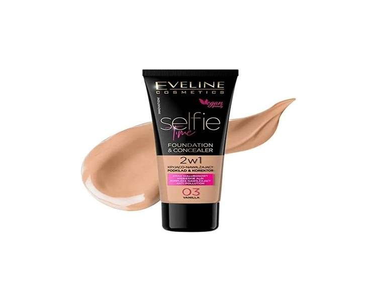 Eveline Cosmetics Selfie Time Covering and Moisturising Foundation and Concealer 2-in-1 30ml No. 03 Vanilla