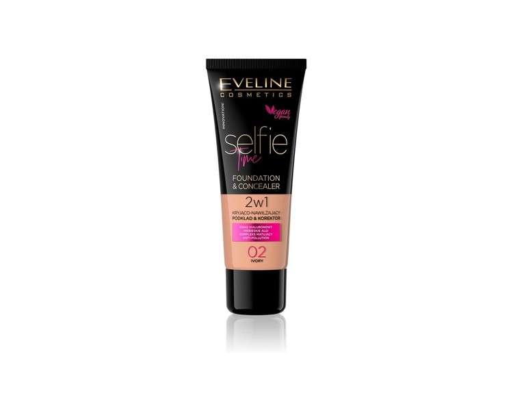 Eveline Cosmetics Selfie Time Covering and Moisturising Foundation and Concealer 2-in-1 30ml No. 02 Ivory Almond