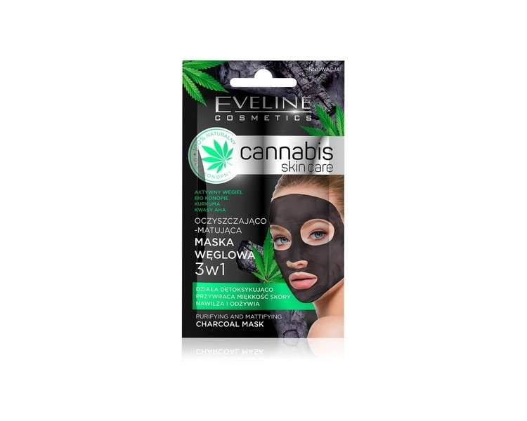 Eveline Cosmetics Cannabis Skin Care Face Mask Carbon 3-in-1 7ml